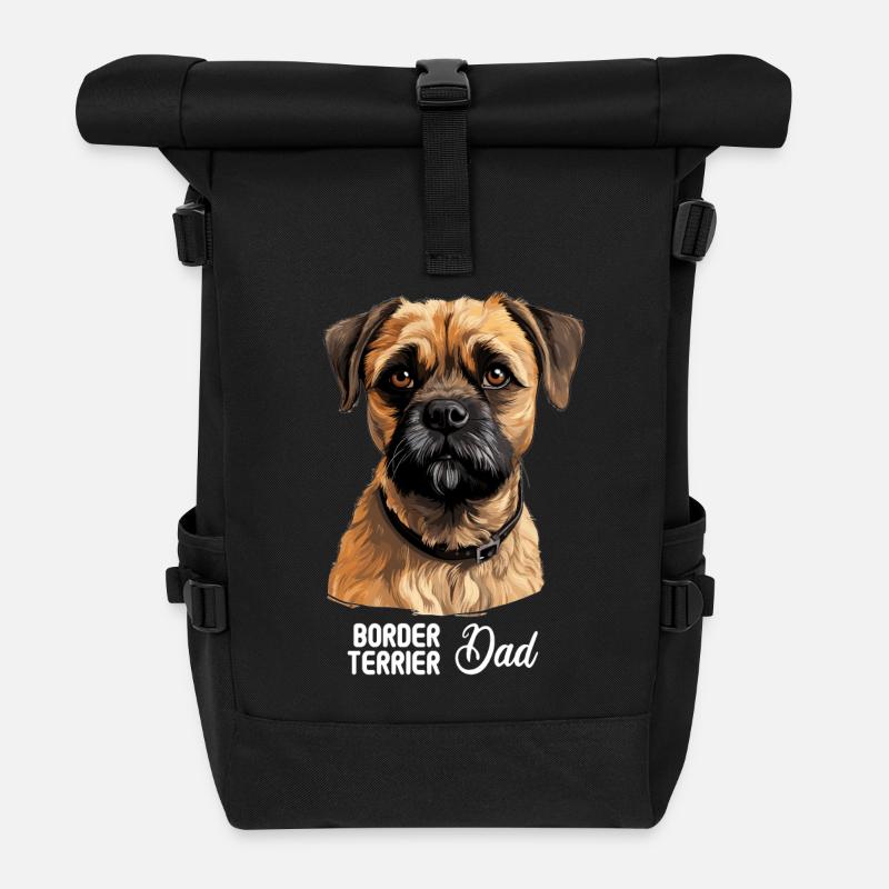 Hund Border Terrier - Rolltop Rucksack - Schwarz