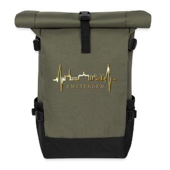 Amsterdam Skyline Netherlands Heartbeat Holland - Roll Top Backpack - olive/black - Front