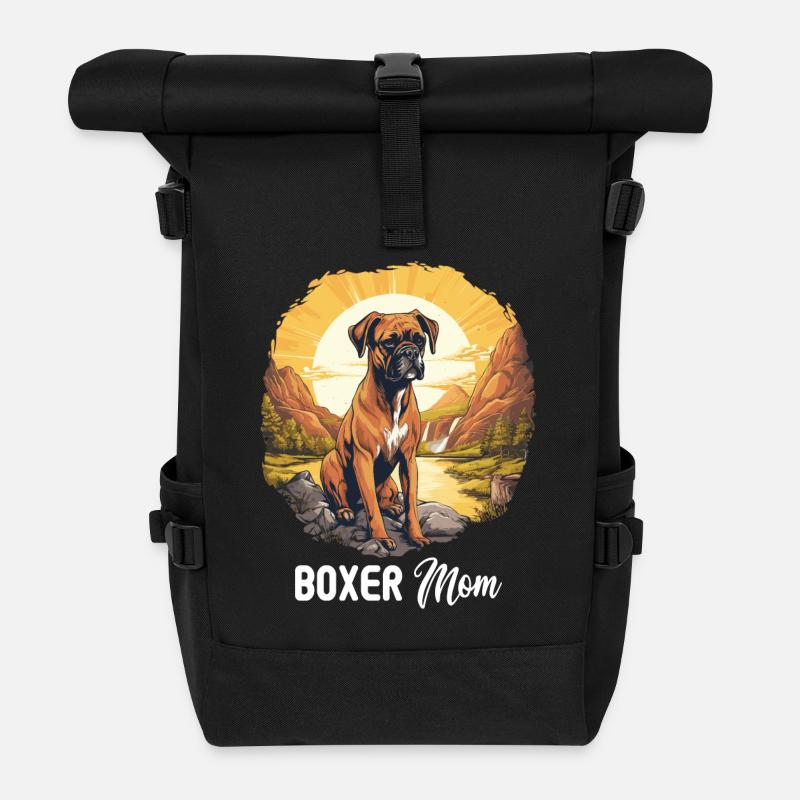 Hund Boxer - Rolltop Rucksack - Schwarz