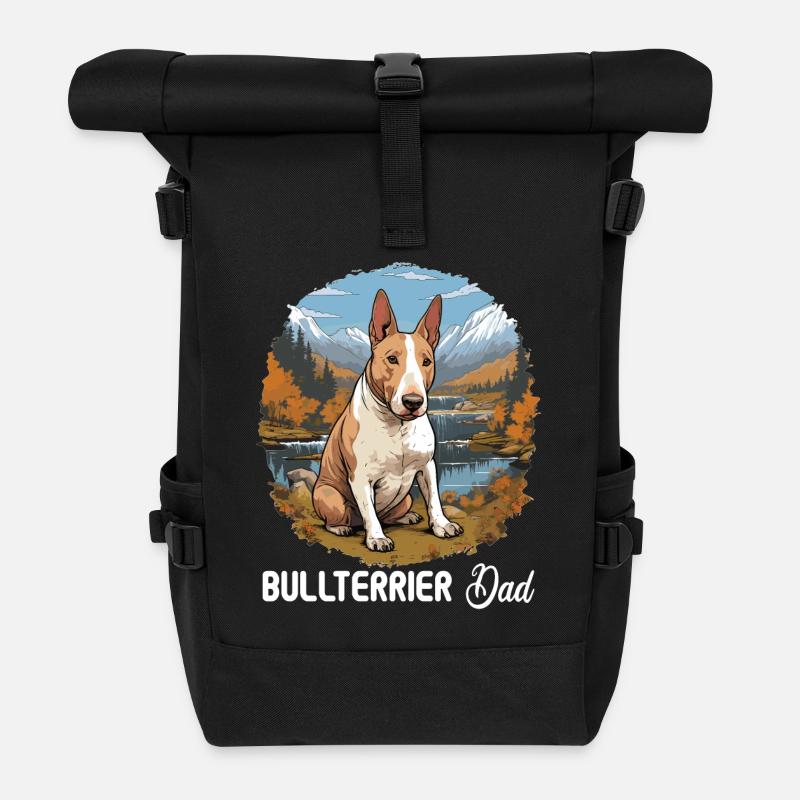 Chien Bull Terrier - Sac à dos roll top - noir