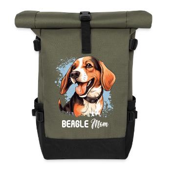 Hund Beagle - Rolltop Rucksack - Olive/Schwarz - Vorne