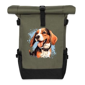 Hund Beagle - Rolltop Rucksack - Olive/Schwarz - Vorne