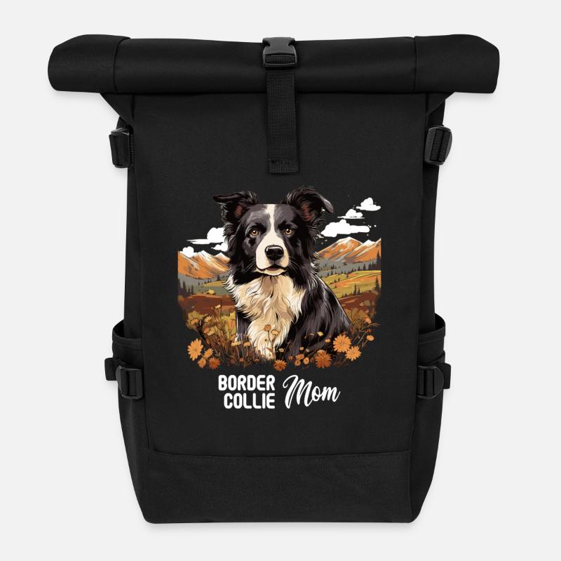 Hund Border Collie - Rolltop Rucksack - Schwarz