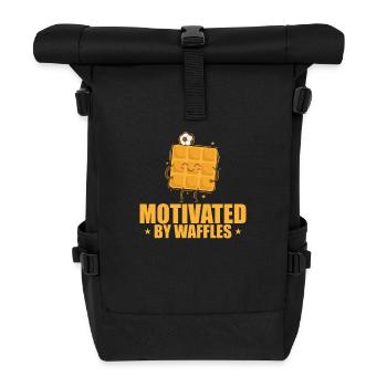 Motivated by Waffles Dough Pastry Snack - Roll Top Backpack - black - Front