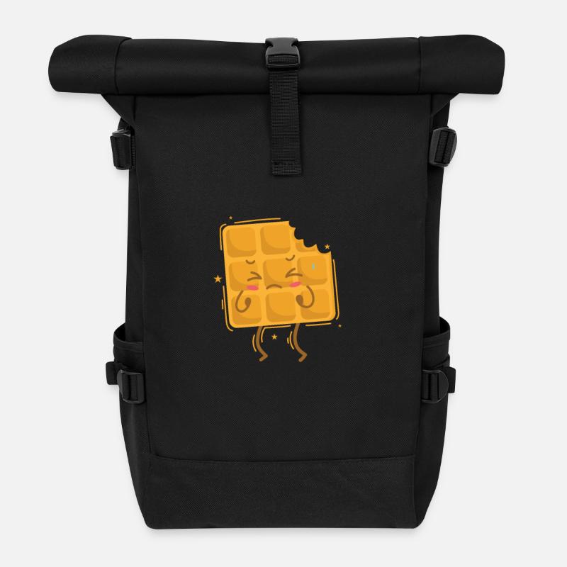 angegessene Waffel Teig Gebäck Snack - Rolltop Rucksack - Schwarz