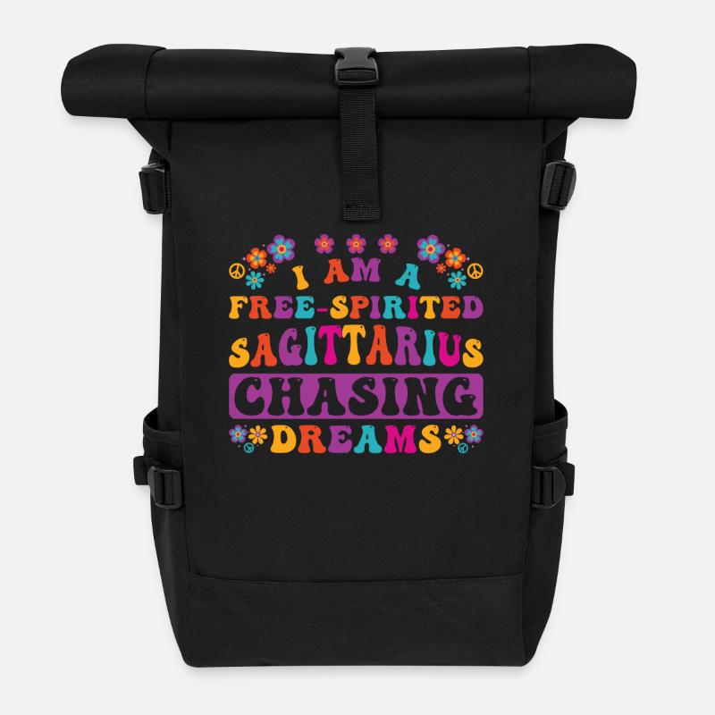 Sternzeichen Schütze Persönlichkeit Groovy Cool - Rolltop Rucksack - Schwarz