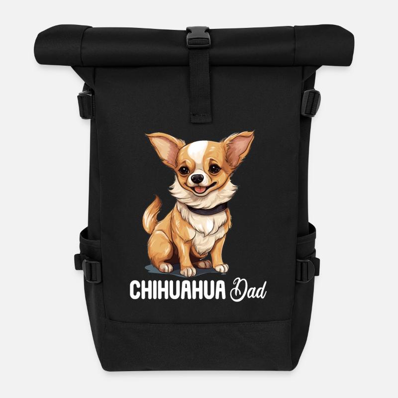 Hund Chihuahua - Rolltop Rucksack - Schwarz
