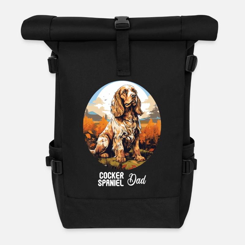 Dog Cocker Spaniel - Roll Top Backpack - black