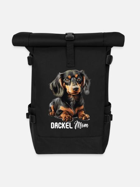 Hund Dackel - Rolltop Rucksack - Schwarz