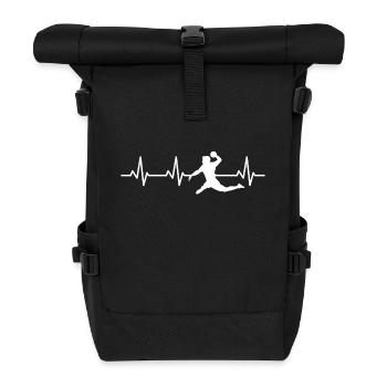 Handballspieler Herzschlag - Rolltop Rucksack - Schwarz - Vorne