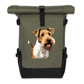 Dog Fox Terrier - Roll Top Backpack - olive/black - Front
