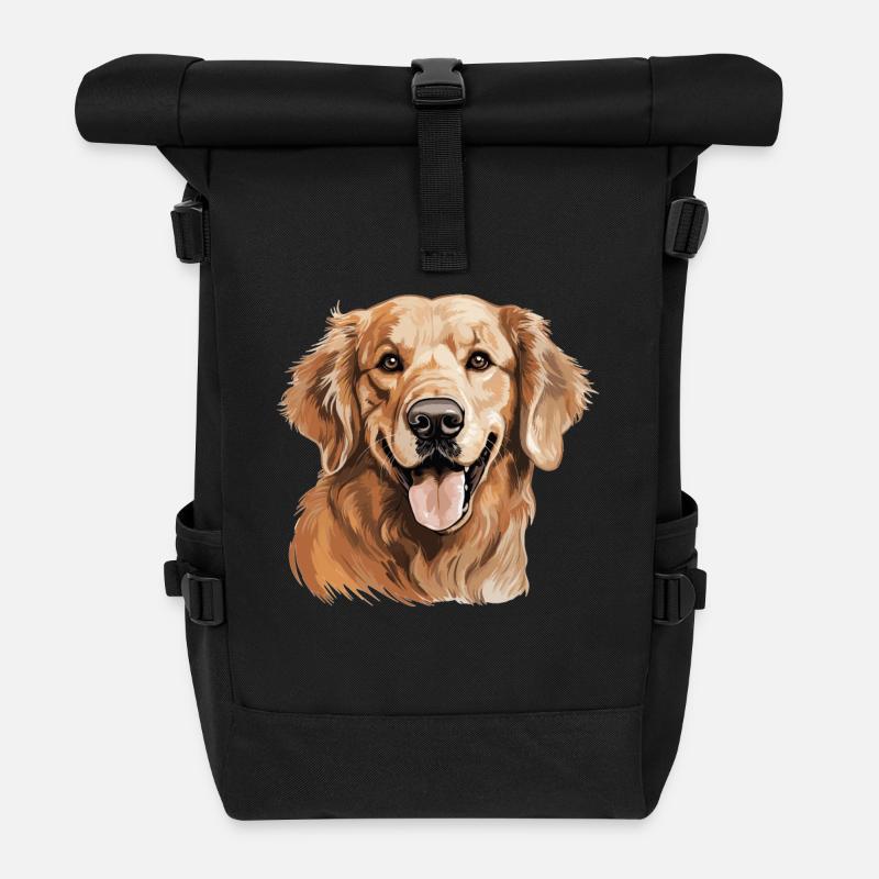 Hund Golden Retriever - Rolltop Rucksack - Schwarz