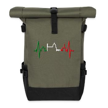 Florence Skyline Italy Heartbeat I Love Firenze - Roll Top Backpack - olive/black - Front