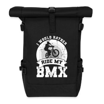 I'd rather ride my BMX - Roll Top Backpack - black - Front