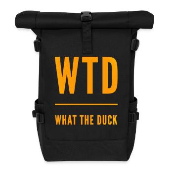 What the Duck lustiges Geschenk WTD - Rolltop Rucksack - Schwarz - Vorne