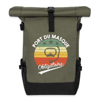 Port du Masque Obligatoire Humour Cadeau Plongée - Sac à dos roll top - olive/noir - Devant