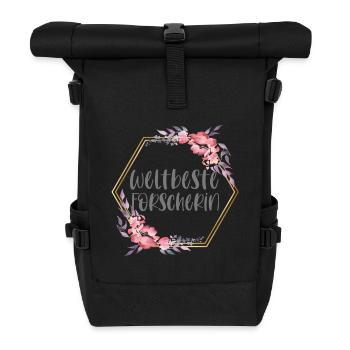 Forscherin Forschen Mädchen Geschenk - Rolltop Rucksack - Schwarz - Vorne