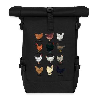 Verschiedene Hühner - Hühnerassen - Rolltop Rucksack - Schwarz - Vorne