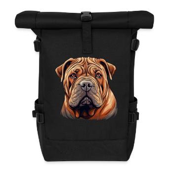 Shar Pei - Roll Top Backpack - black - Front