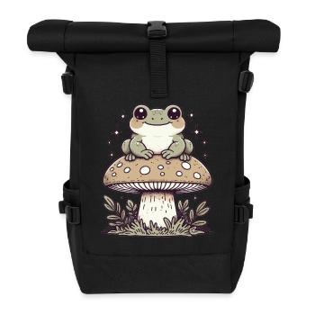 Cottagecore Ästhetischer Pilzfrosch - Rolltop Rucksack - Schwarz - Vorne