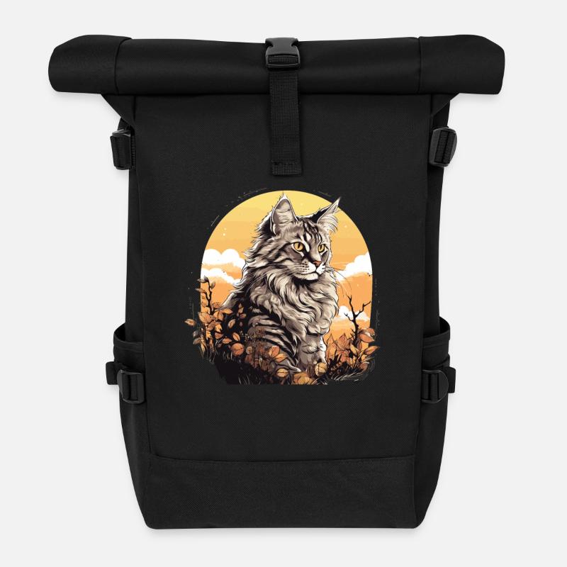 Maine coon - Sac à dos roll top - noir