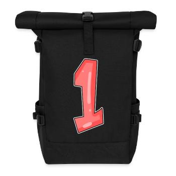 1 rot - Rolltop Rucksack - Schwarz - Vorne