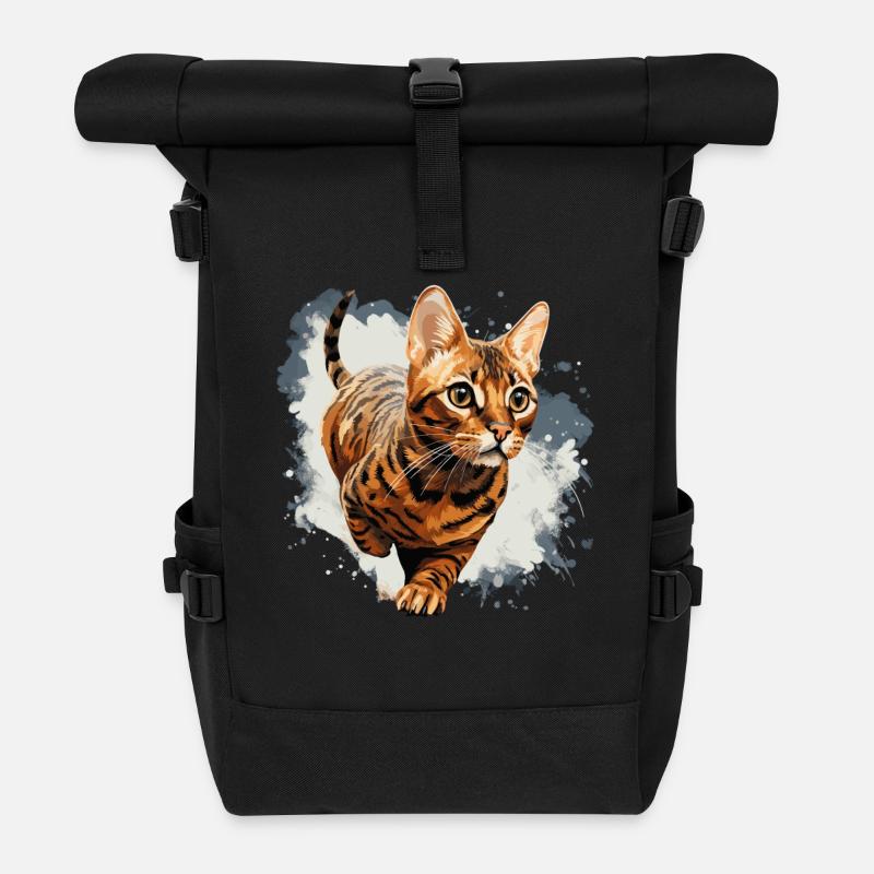 Bengal Cat - Rolltop Rucksack - Schwarz