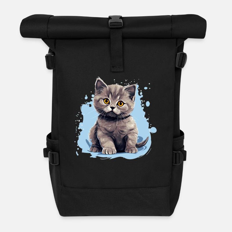 British Shorthair - Rolltop Rucksack - Schwarz