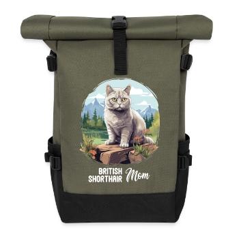 British Shorthair - Roll Top Backpack - olive/black - Front