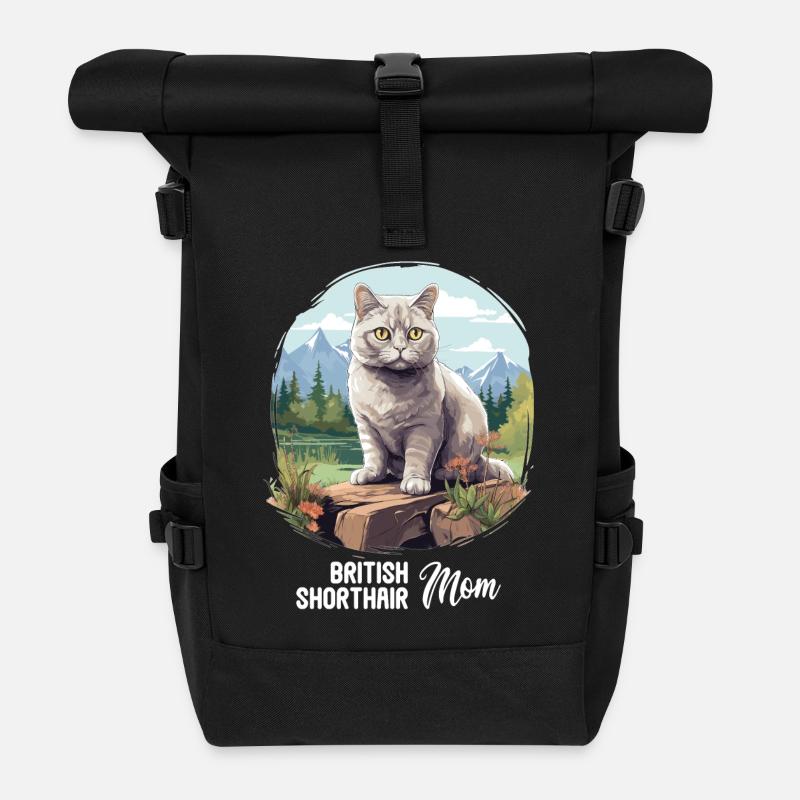 British Shorthair - Rolltop Rucksack - Schwarz