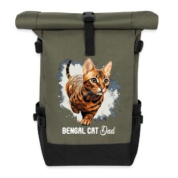 Bengal Cat - Roll Top Backpack - olive/black - Front