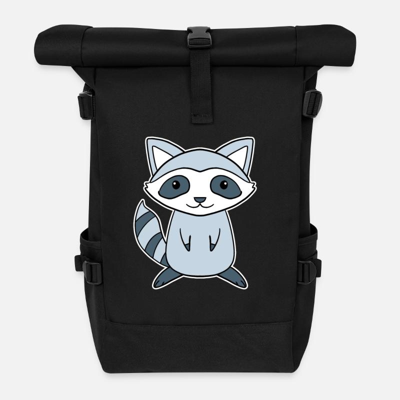 Waschbär - Rolltop Rucksack - Schwarz