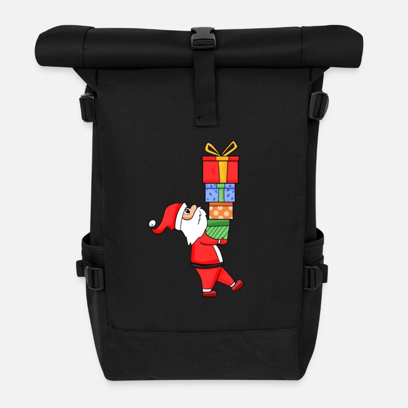 Weihnachtsmann mit Geschenke - Weihnachten - Rolltop Rucksack - Schwarz