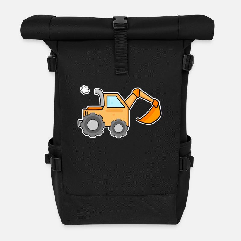 Bagger Baustelle schwere Maschinen Geschenk - Rolltop Rucksack - Schwarz