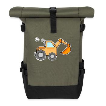 Excavator Construction Site Heavy Machinery Gift - Roll Top Backpack - olive/black - Front