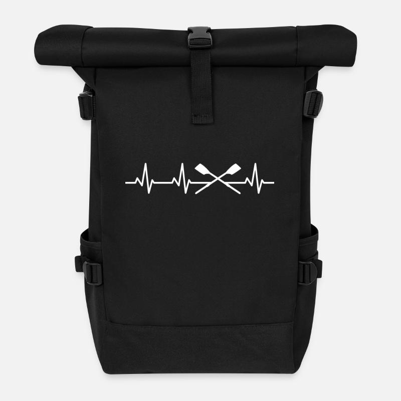 Ruder EKG Herzschlag - Rolltop Rucksack - Schwarz
