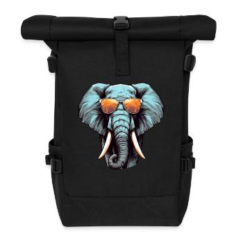 Cool African elephant with sunglasses and - Roll Top Backpack - black - Front