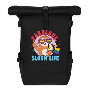 Fabelhaftes Faultier-Leben mit LGBT-Flagge - Rolltop Rucksack - Schwarz - Vorne