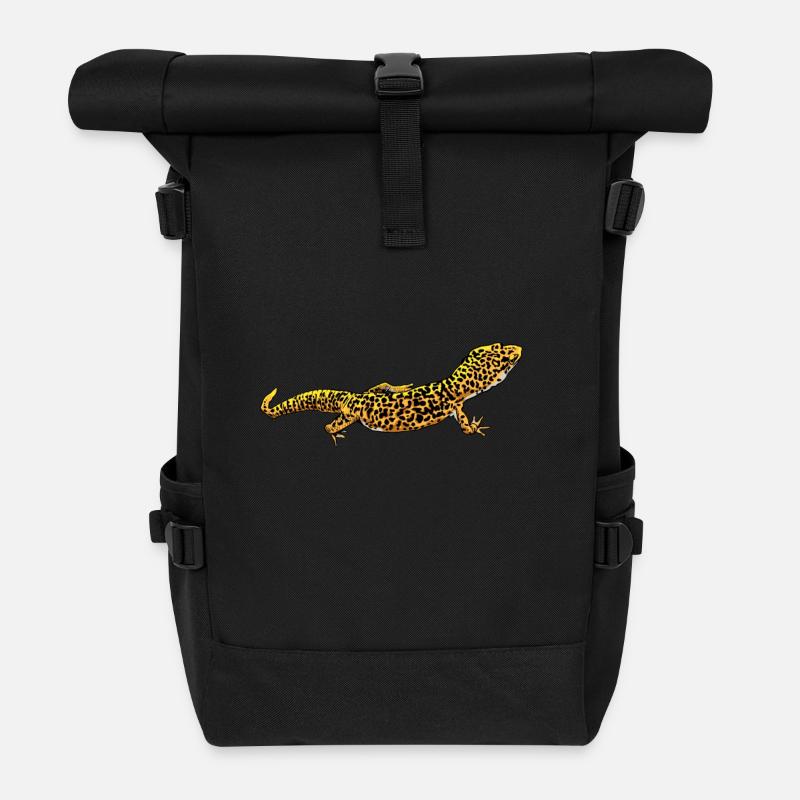 Zeichnung - Leopardgecko - Rolltop Rucksack - Schwarz