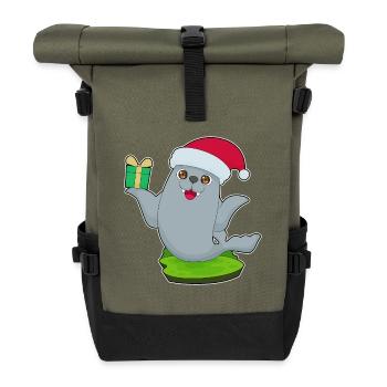 Paquet de Noël scellé - Sac à dos roll top - olive/noir - Devant