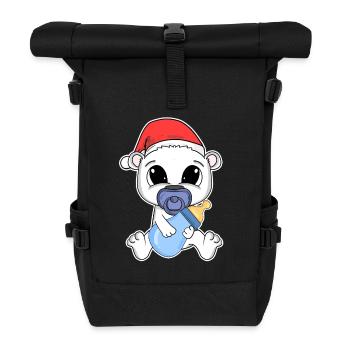 Bear Baby Christmas Polar Bear - Roll Top Backpack - black - Front