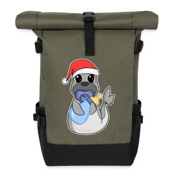 Bébé Lion de mer Noël - Sac à dos roll top - olive/noir - Devant