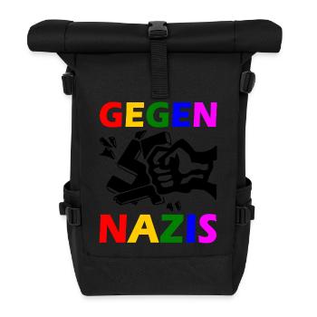 Gegen nazis - Rolltop Rucksack - Schwarz - Vorne