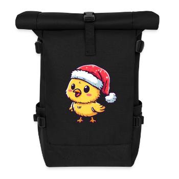 Festive Fluffy: Cute chick with - Roll Top Backpack - black - Front