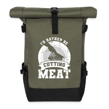 I'd rather cut meat - Roll Top Backpack - olive/black - Front