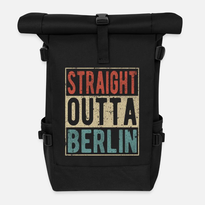 Straight outta Berlin - Roll Top Backpack - black
