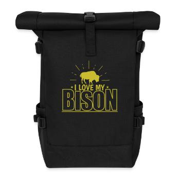 I love my Bison Tier - Rolltop Rucksack - Schwarz - Vorne