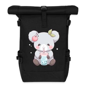 Kawaii Koala Boissons Boba Bubble Tea Chibi - Sac à dos roll top - noir - Devant