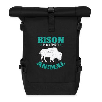 Bison is my Spirit Animal Tier - Rolltop Rucksack - Schwarz - Vorne