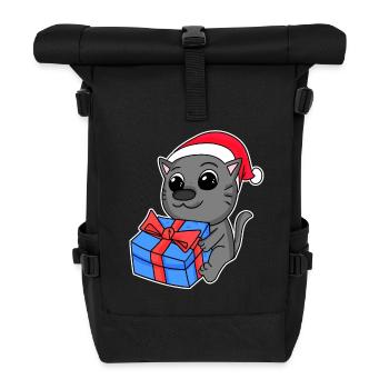 Chat Noël - Sac à dos roll top - noir - Devant